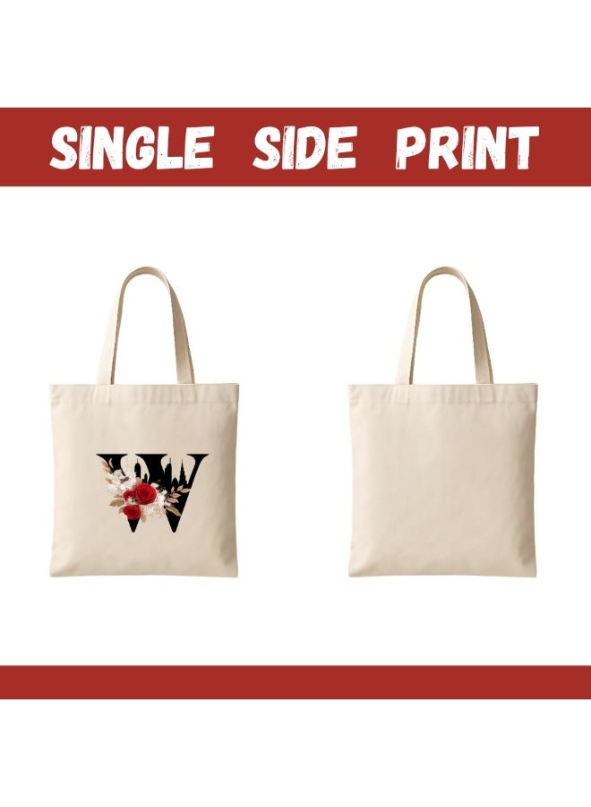 PRINTSHOP4ME Floral Initial Tote Bag A To Z – Cotton Canvas Reusable Tote With Alphabet Print For Grocery, Market And Daily Use - Image 4